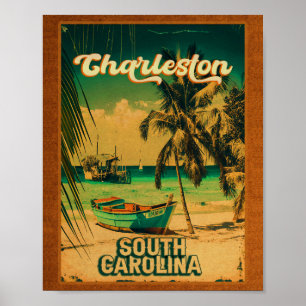 Charleston South Carolina Vintage Retro Souvenir Poster