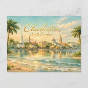 Charleston, South Carolina Vintage Strand, Kirche Postkarte