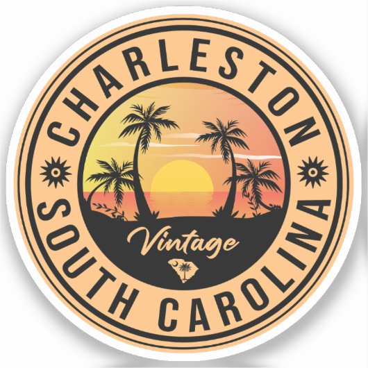 Charleston South Carolina - Vintager 60er Souvenir Aufkleber (Vorderseite)
