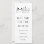 Charleston stilisierte Skyline | Hochzeitsprogramm Einladung (Vorderseite)