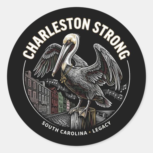Charleston Strong Pelican Gullah Geechee Cultural Runder Aufkleber (Vorderseite)