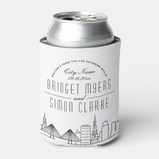 Charleston Stylized Skyline | Wedding Can Cooler Dosenkühler (Kanne Vorderseite)