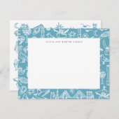 Charleston Toile Border in Blue Danke Karte (Vorne/Hinten)