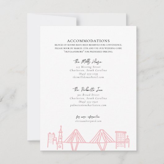 Charleston Toile Border in Pink Unterkünfte Mitteilungskarte (Vorderseite)