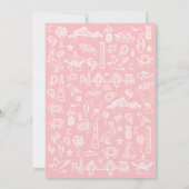 Charleston Toile Border in Pink Wedding Einladung (Rückseite)