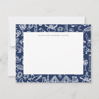 Charleston Toile Border Navy Blue Dankeschön Karte