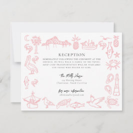 Charleston Toile Border Pink Information Card Mitteilungskarte