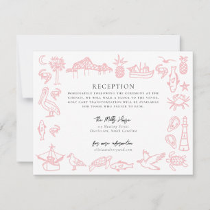 Charleston Toile Border Pink Information Card Mitteilungskarte