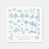 Charleston Toile in Blue Napkin Serviette (Vorderseite)