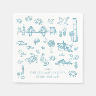 Charleston Toile in Blue Napkin Serviette