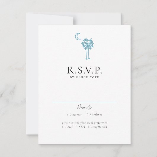 Charleston Toile in Blue Wedding Response Card RSVP Karte (Vorderseite)