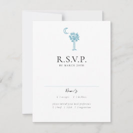 Charleston Toile in Blue Wedding Response Card RSVP Karte