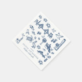 Charleston Toile in Navy Blue Napkin Serviette (Ecke)
