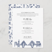 Charleston Toile in Navy Blue Unterkünfte Mitteilungskarte (Vorne/Hinten)