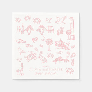 Charleston Toile in Pink Napkin Serviette