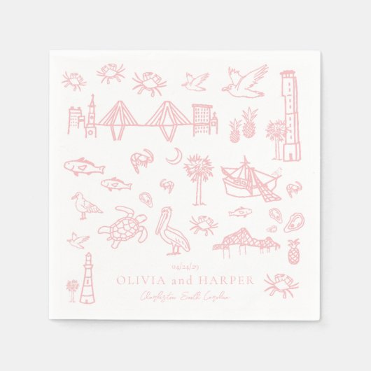 Charleston Toile in Pink Napkin Serviette (Vorderseite)