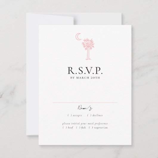 Charleston Toile in Pink Wedding Response Card RSVP Karte (Vorderseite)