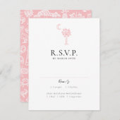 Charleston Toile in Pink Wedding Response Card RSVP Karte (Vorne/Hinten)
