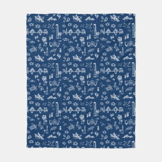 Charleston Toile Navy Blue Blanket Fleecedecke (Vorderseite)