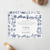 Charleston Toile Navy Blue Information Card Mitteilungskarte (Vorderseite/Rückseite Beispiel)