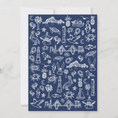 Charleston Toile Navy Blue Wedding Einladung (Rückseite)