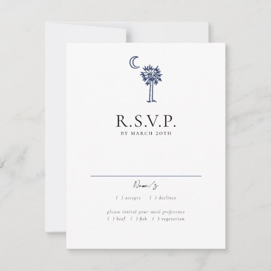 Charleston Toile Navy Blue Wedding Response Card RSVP Karte (Vorderseite)