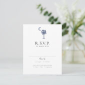 Charleston Toile Navy Blue Wedding Response Card RSVP Karte (Stehend Vorderseite)