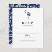 Charleston Toile Navy Blue Wedding Response Card RSVP Karte (Vorne/Hinten)