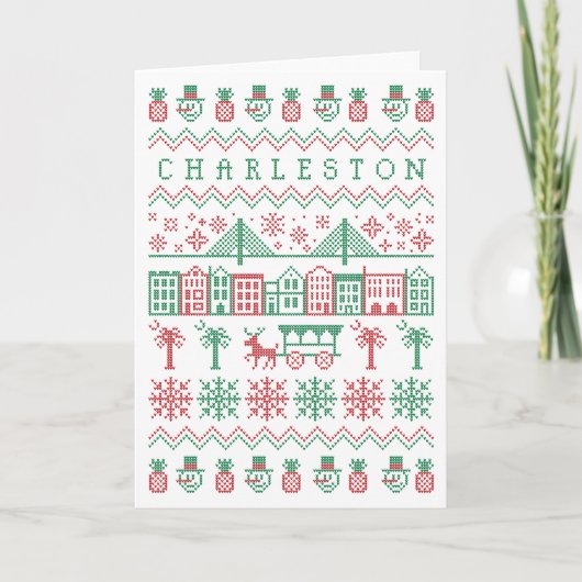 Charleston Ugly Sweater Holiday Print Feiertagskarte (Vorderseite)