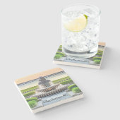 Charleston Untersetzer, Ananas-Brunnen, Charleston Steinuntersetzer (Seitenansicht)