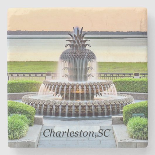 Charleston Untersetzer, Ananas-Brunnen, Charleston Steinuntersetzer (Vorderseite)