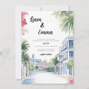 Charleston Watercolor Wedding Destination Einladung
