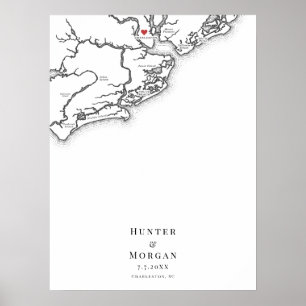 Charleston Wedding Elegante Karte Gästebuchplakat Poster