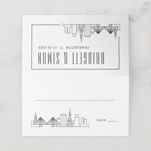 Charleston Wedding | Place Table Name Cards Platzkarte (Außenseite Aufgefaltet)