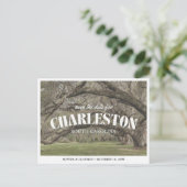 Charleston Wedding Save the Date Retro Postkarte (Stehend Vorderseite)
