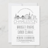 Charleston Wedding | Stilisierte Skyline-Einladung Einladung (Vorderseite)