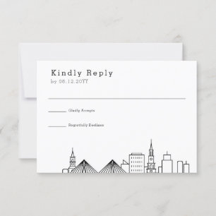 Charleston Wedding   Stilisierte Skyline-UAWG RSVP Karte