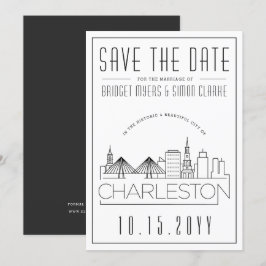 Charleston Wedding Stylized Skyline Save the Date Einladung