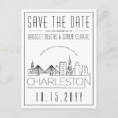 Charleston Wedding Stylized Skyline Save the Date Postkarte (Vorderseite)