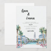 Charleston Wedding Zieleinladung Einladung (Vorne/Hinten)