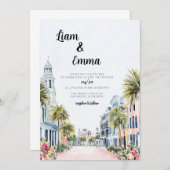 Charleston Wedding Zieleinladung Einladung (Vorne/Hinten)