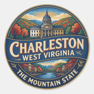 Charleston West Virginia Hauptstadt Appalachian Runder Aufkleber