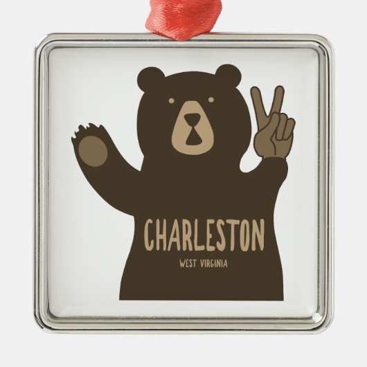Charleston West Virginia Peace Bear Ornament Aus Metall (Vorne)