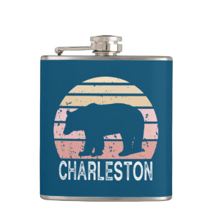 Charleston West Virginia Retro Bear Flachmann