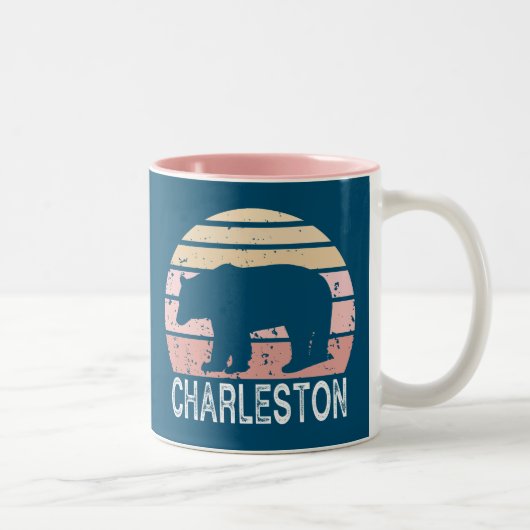 Charleston West Virginia Retro Bear Zweifarbige Tasse (Rechts)