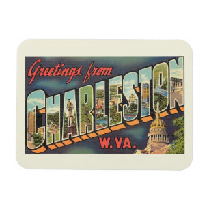 Charleston WV Große Buchstaben Begrüßung Vintage Magnet