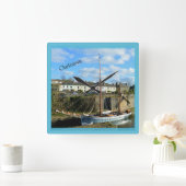 Charlestown Cornwall England Poldark Location Quadratische Wanduhr (Zuhause)