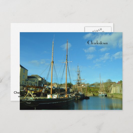 Charlestown Harbour Cornwall UK Poldark Location Postkarte (Vorne/Hinten)