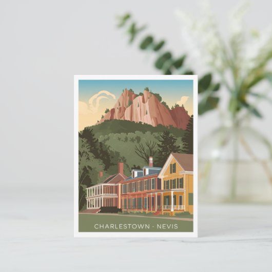 Charlestown Nevis Vintag Postkarte (Stehend Vorderseite)