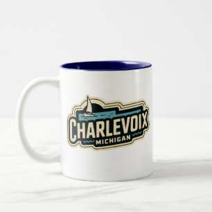Charlevoix 70er Retro Michigan Vintag Zweifarbige Tasse